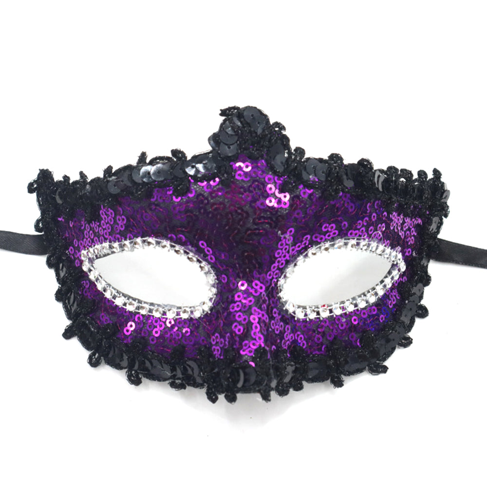 Regina  Sequin Trim Venetian Masquerade   Mask – Dramatic Masquerade Style