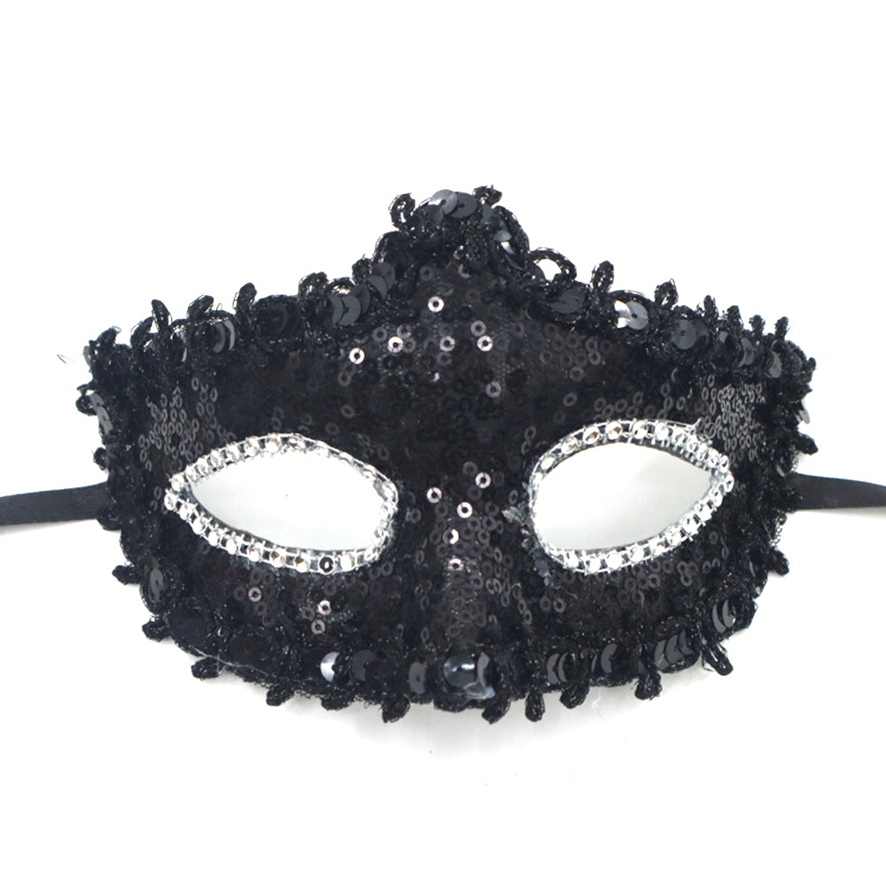 Regina  Sequin Trim Venetian Masquerade   Mask – Dramatic Masquerade Style