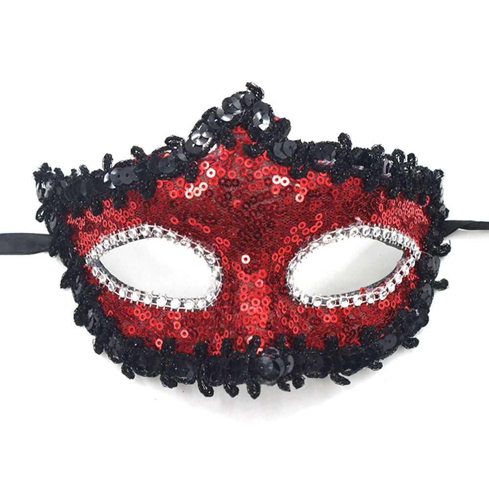 Regina  Sequin Trim Venetian Masquerade   Mask – Dramatic Masquerade Style