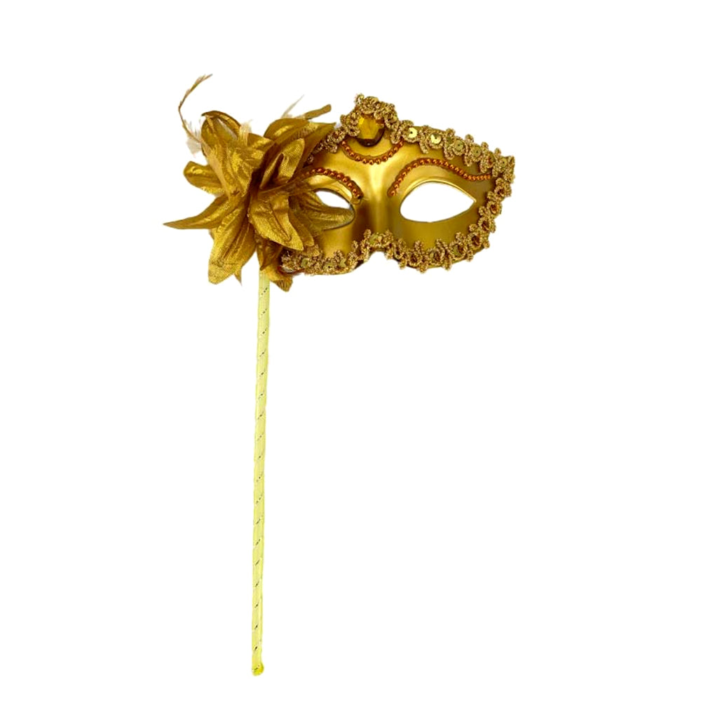 Regina  Crimson Bloom Venetian Handheld Masquerade Mask