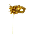 Regina  Crimson Bloom Venetian Handheld Masquerade Mask