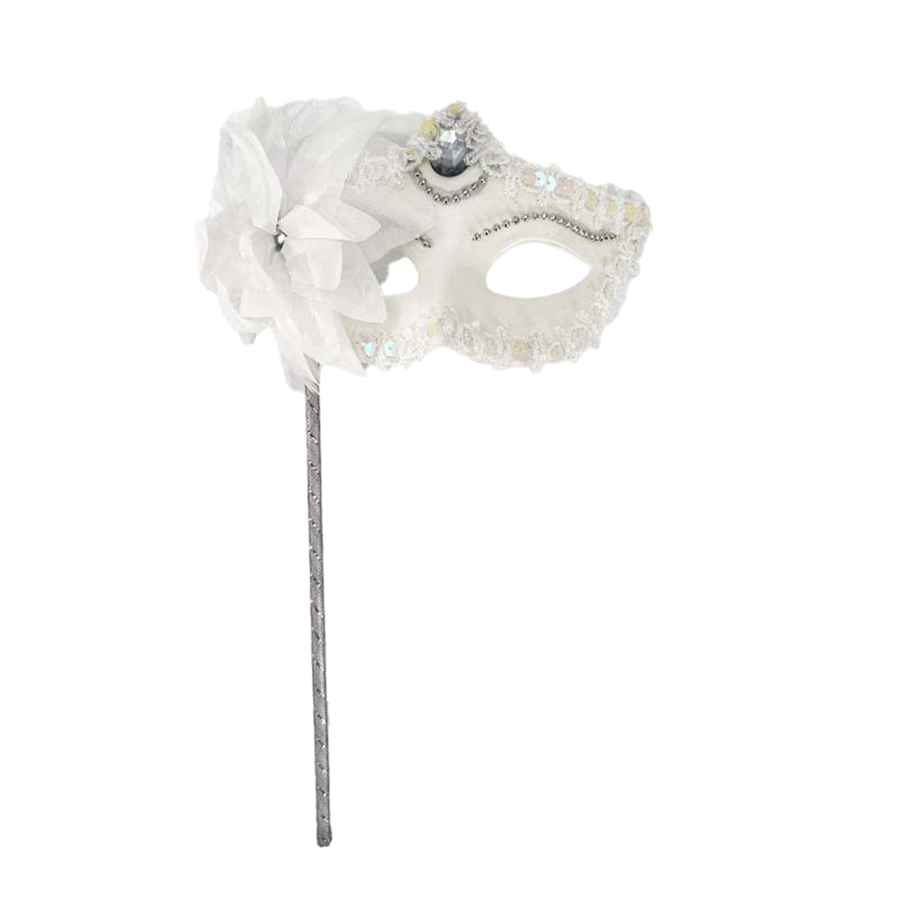 Regina  Crimson Bloom Venetian Handheld Masquerade Mask