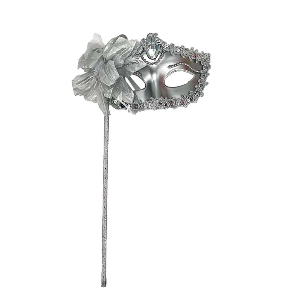 Regina  Crimson Bloom Venetian Handheld Masquerade Mask