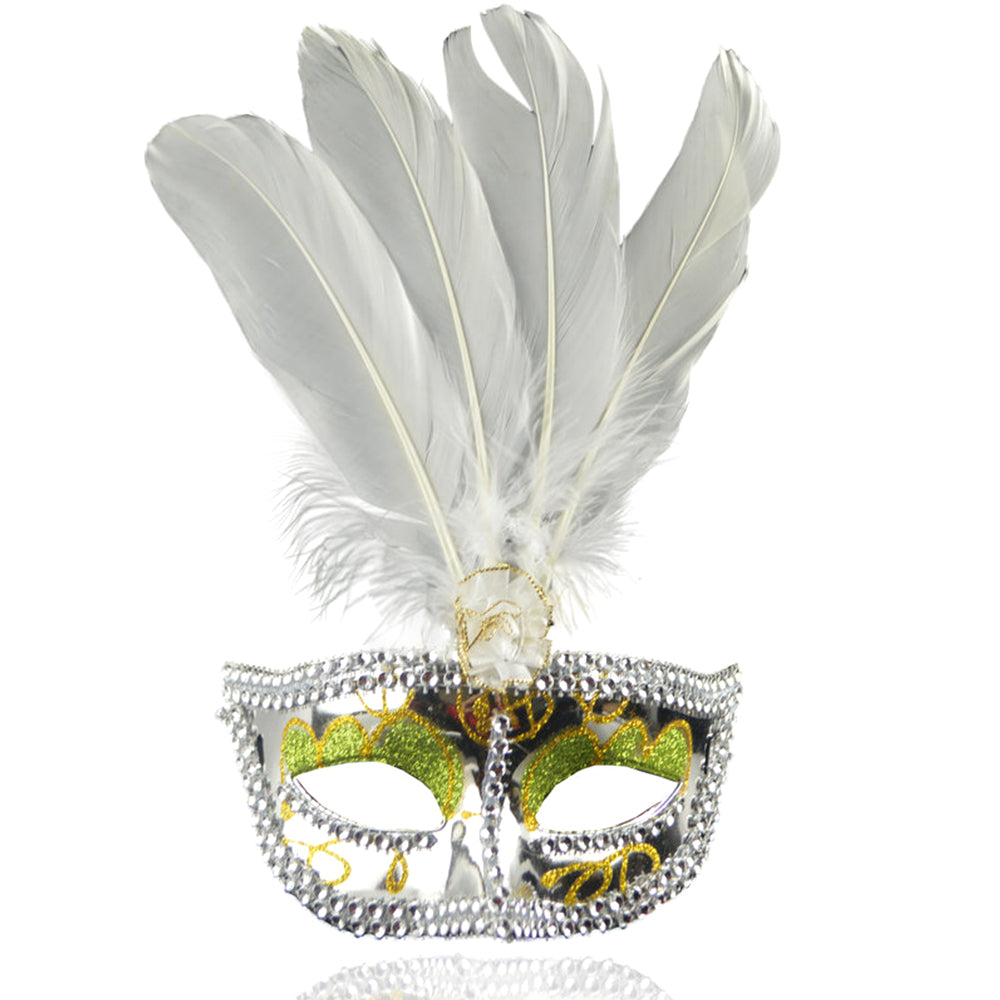 Giulia Feather Crystal Venetian Masquerade Mask
