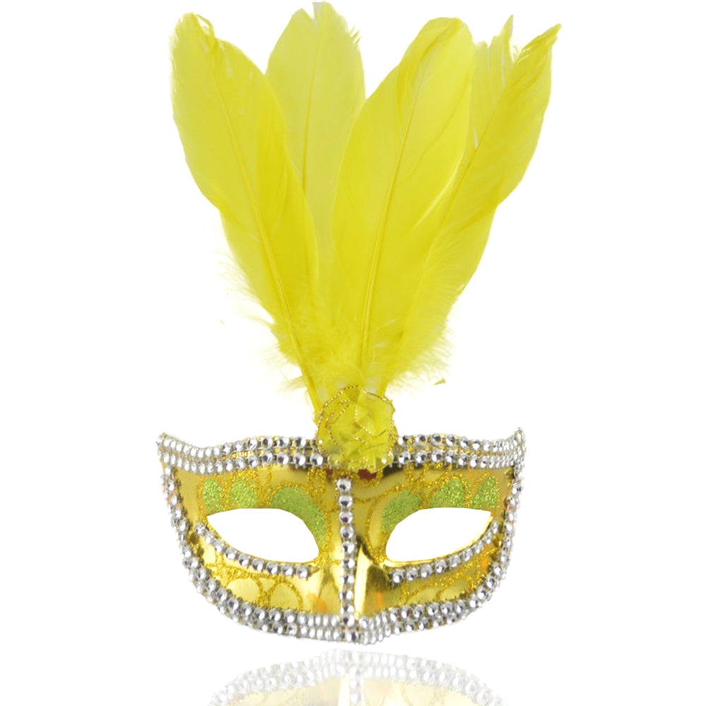 Giulia Feather Crystal Venetian Masquerade Mask