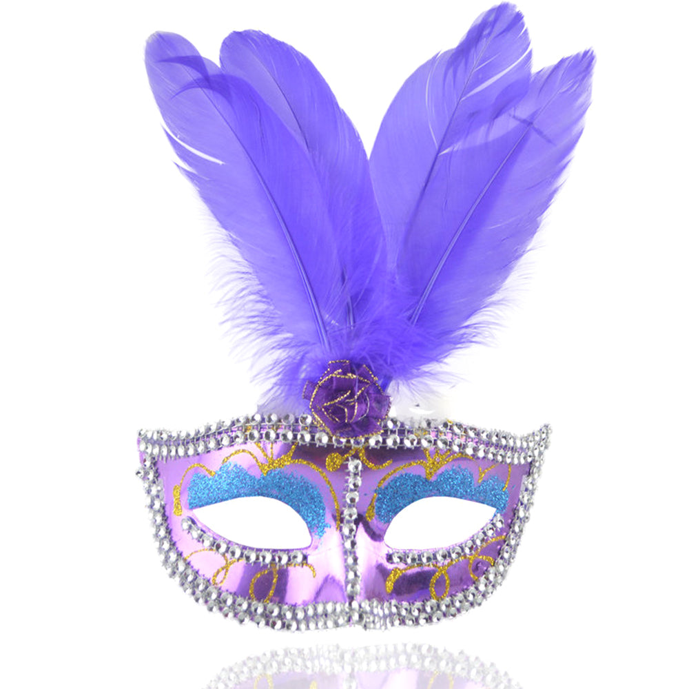 Giulia Feather Crystal Venetian Masquerade Mask