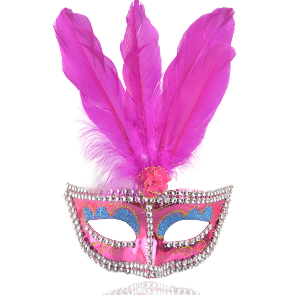 Giulia Feather Crystal Venetian Masquerade Mask
