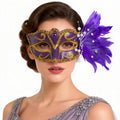 Giulia  Feather Pearl Masquerade Half Face Mask