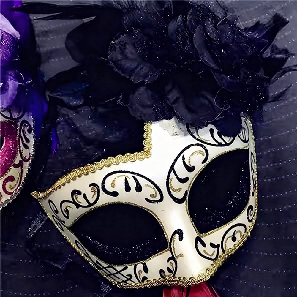 KELLY PINK Rose Feather Fantasy Masquerade Mask