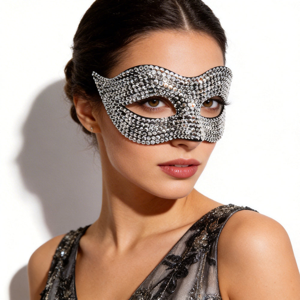 Bianca Crystal Rhinestone Venetian Masquerade Mask