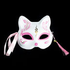 Héloïse  White & Pink Cat-Style  Masquerade Mask – Elegant Fantasy Design