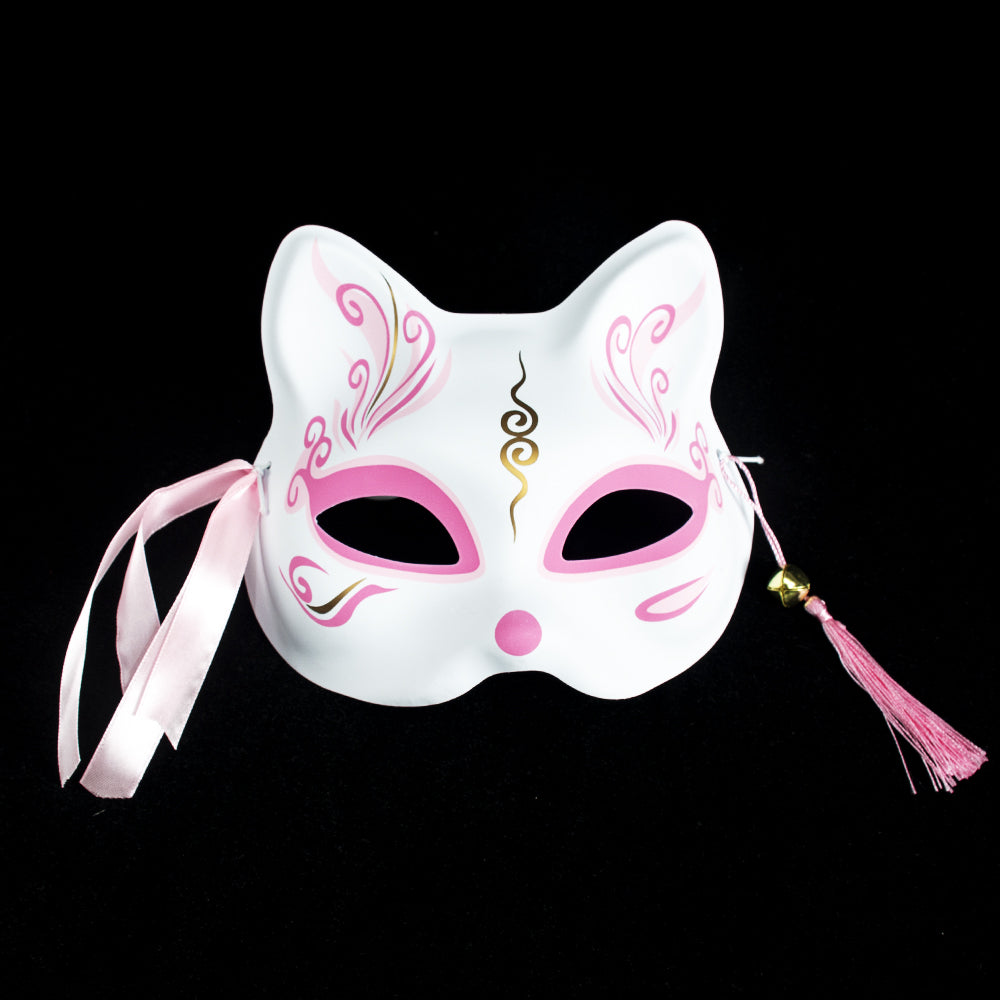 Héloïse  White & Pink Cat-Style  Masquerade Mask – Elegant Fantasy Design