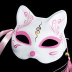 Héloïse  White & Pink Cat-Style  Masquerade Mask – Elegant Fantasy Design