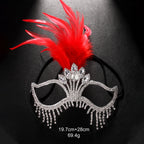 Bianca Feather Crystal Fringe Venetian Masquerade Mask