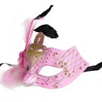 KELLY PINK Pink Feather Venetian Masquerade Mask