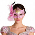 KELLY PINK Pink Feather Venetian Masquerade Mask