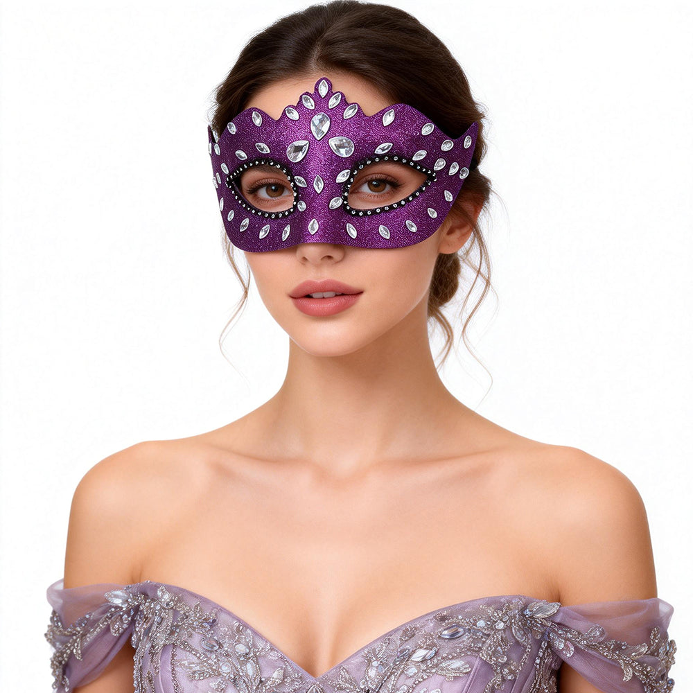 KELLY PINK Purple Rhinestone Venetian Masquerade Mask