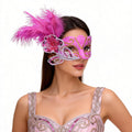 Giulia  Feather Venetian Masquerade Mask with Floral Accent