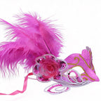 Giulia  Feather Venetian Masquerade Mask with Floral Accent