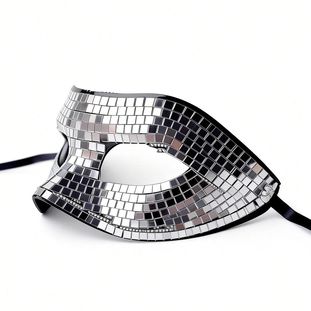 Bianca  Silver Mirror Mosaic Venetian Masquerade Mask