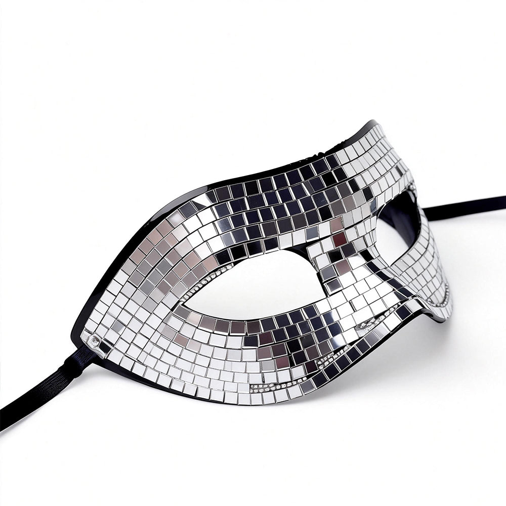 Bianca  Silver Mirror Mosaic Venetian Masquerade Mask