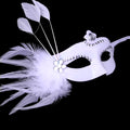 Giulia White Feather Crystal Masquerade Mask