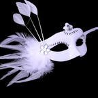 Giulia White Feather Crystal Masquerade Mask