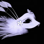 Giulia White Feather Crystal Masquerade Mask