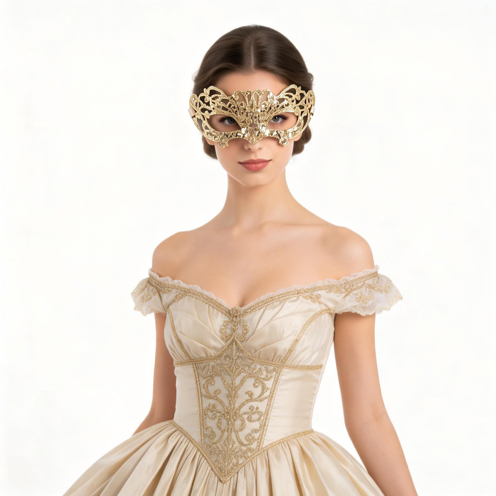 Bianca Lyselle Gold Filigree Masquerade Mask