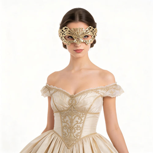 Bianca Lyselle Gold Filigree Masquerade Mask