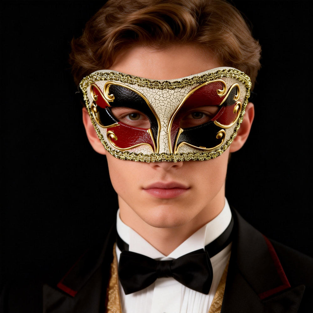 Leonardo Venetian Baroque High-Bridge Crackle Masquerade Mask