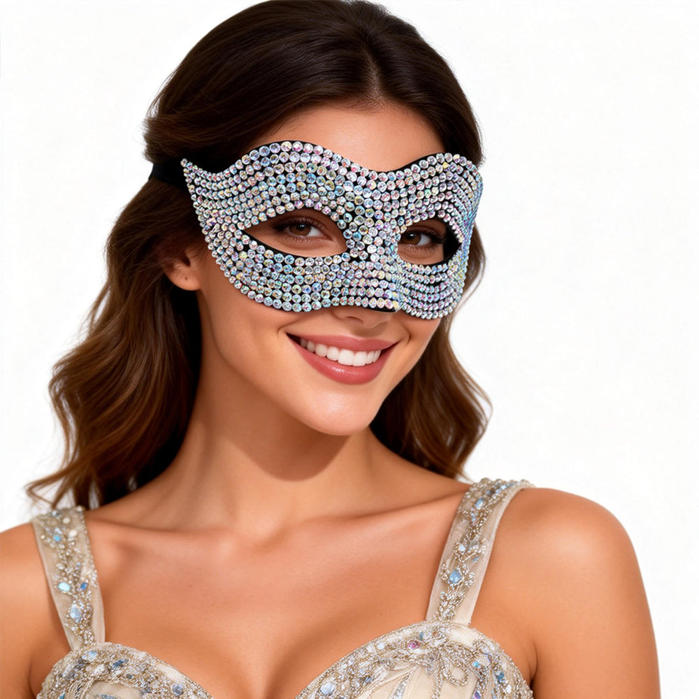 Bianca Crystal Rhinestone Venetian Masquerade Mask