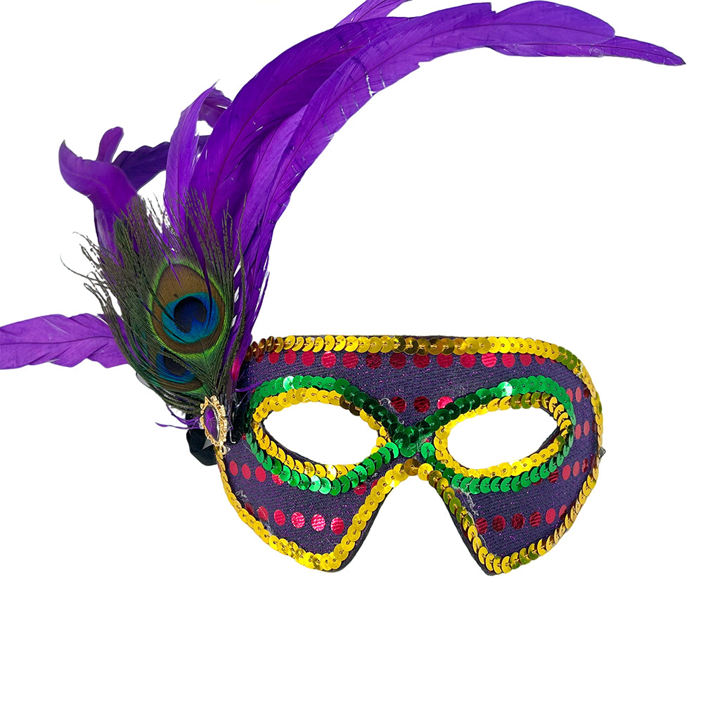Giulia  Emerald Feather Sequin Masquerade Mask