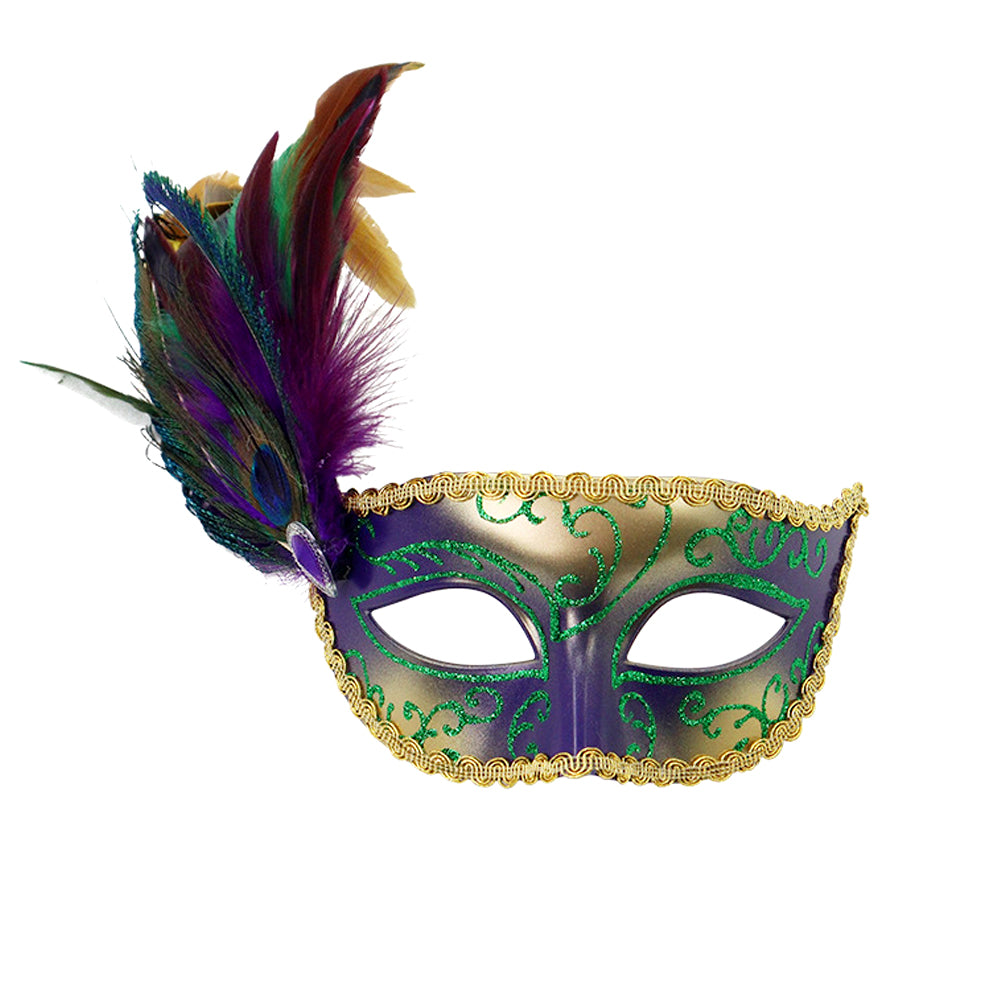Leonardo  Emerald Scroll Feather venetian Masquerade Mask