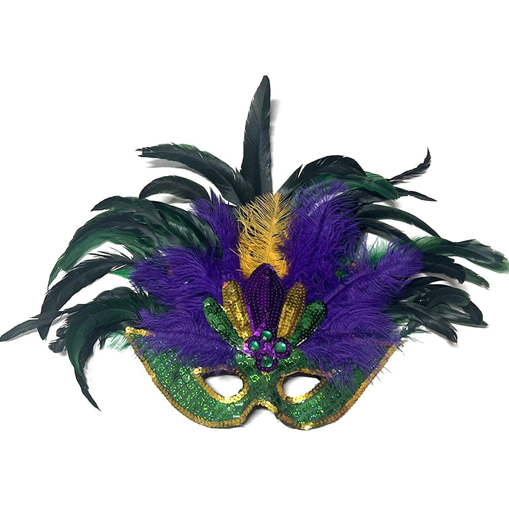 Giulia Royal Plum Feather Masquerade Mask