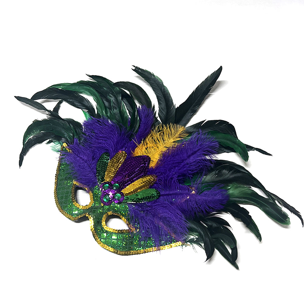 Giulia Royal Plum Feather Masquerade Mask