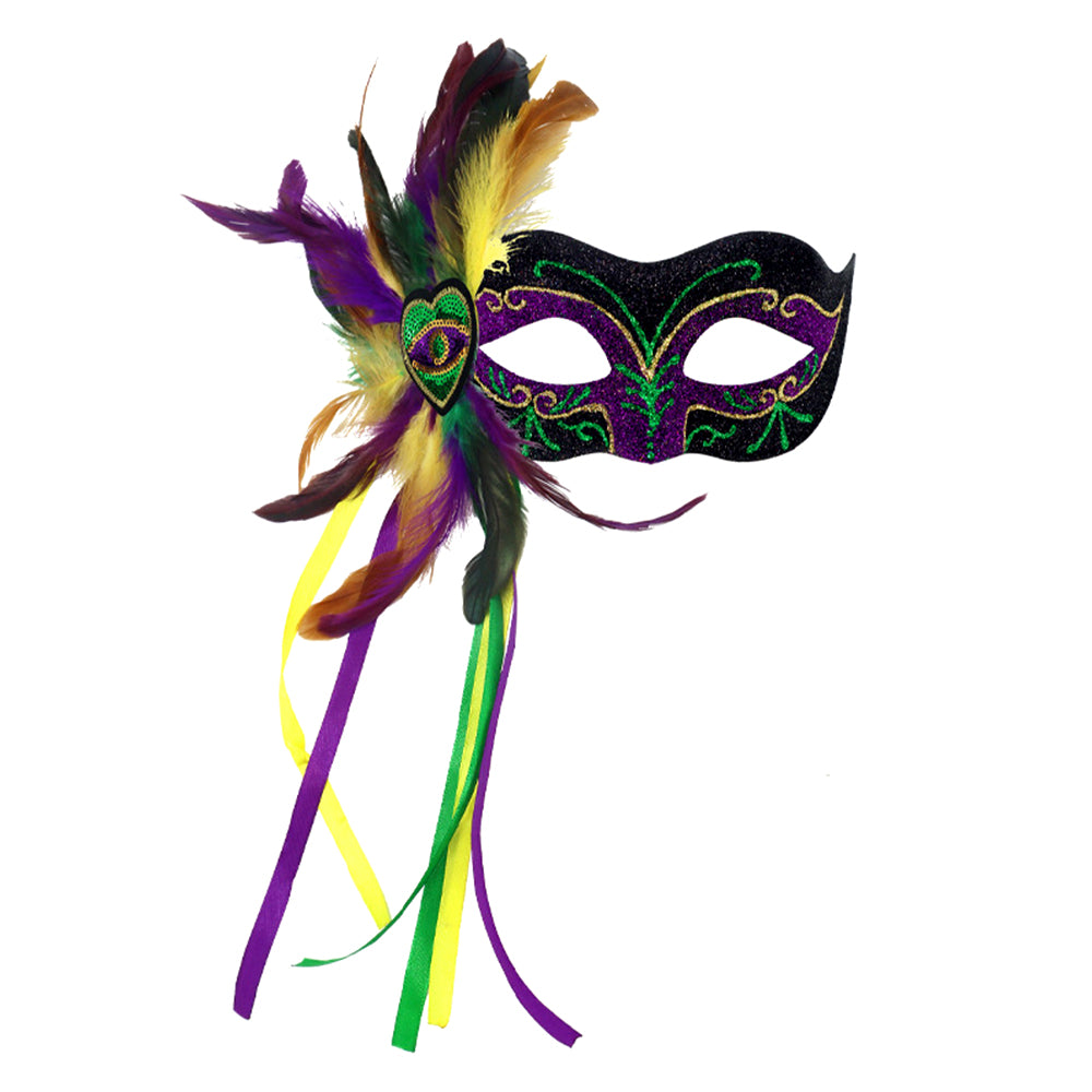 Máscara de plumas con purpurina del Festival Giulia