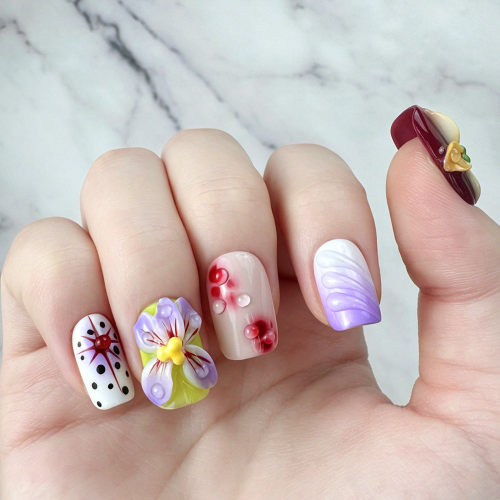 Cute 3D Flower Garden Press-On Nails
