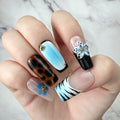 Tropical Blue Mixed Pattern Press-On Nails