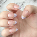 Lilac French Tip Press-On Nails with Gold Lines