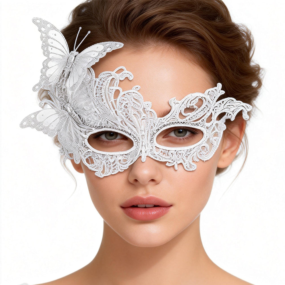Marie Lace Butterfly Masquerade Mask with Diamond Dots