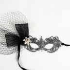 Marie Lace Silver-Gray Rhinestone Ball Mask