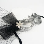Marie Lace Silver-Gray Rhinestone Ball Mask