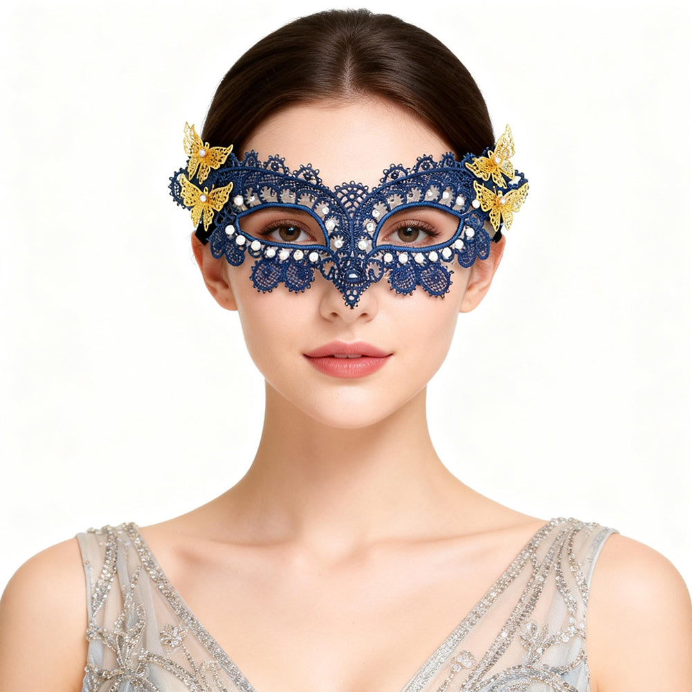 Marie Lace Small peacock inlaid with metal butterflies.