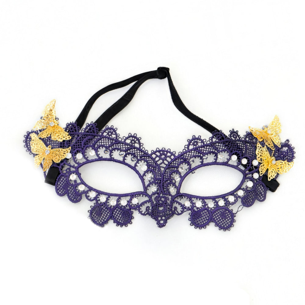 Marie Lace Small peacock inlaid with metal butterflies.