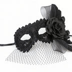 Marie Lace Black Lace Masquerade Mask with Veil