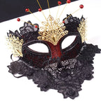 Marie Lace Black Lace Crown Beaded Gothic Masquerade  Mask