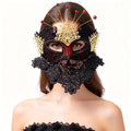 Máscara gótica con cuentas y corona de encaje negro de Marie Lace