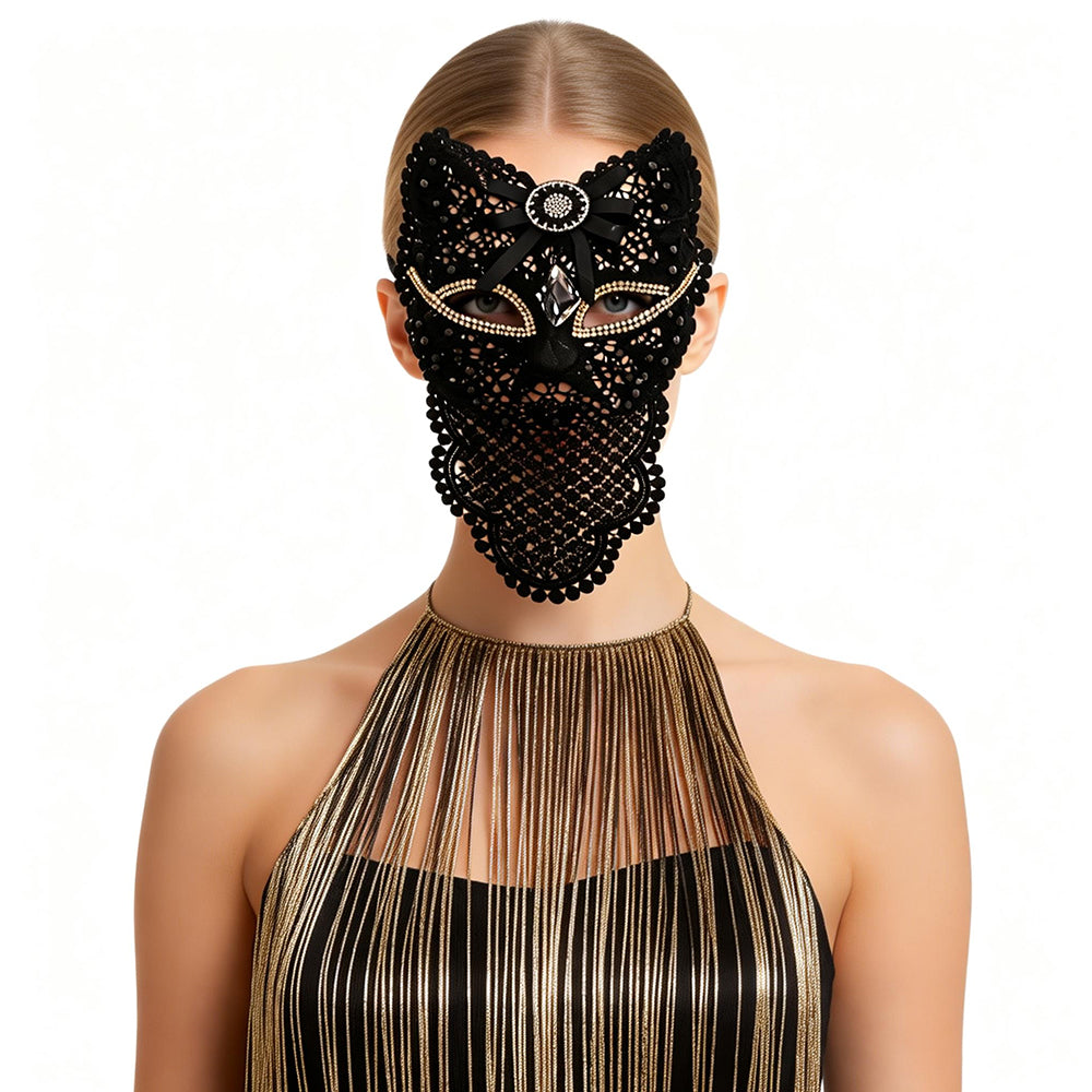 Máscara de velo de encaje de medianoche Marie Lace