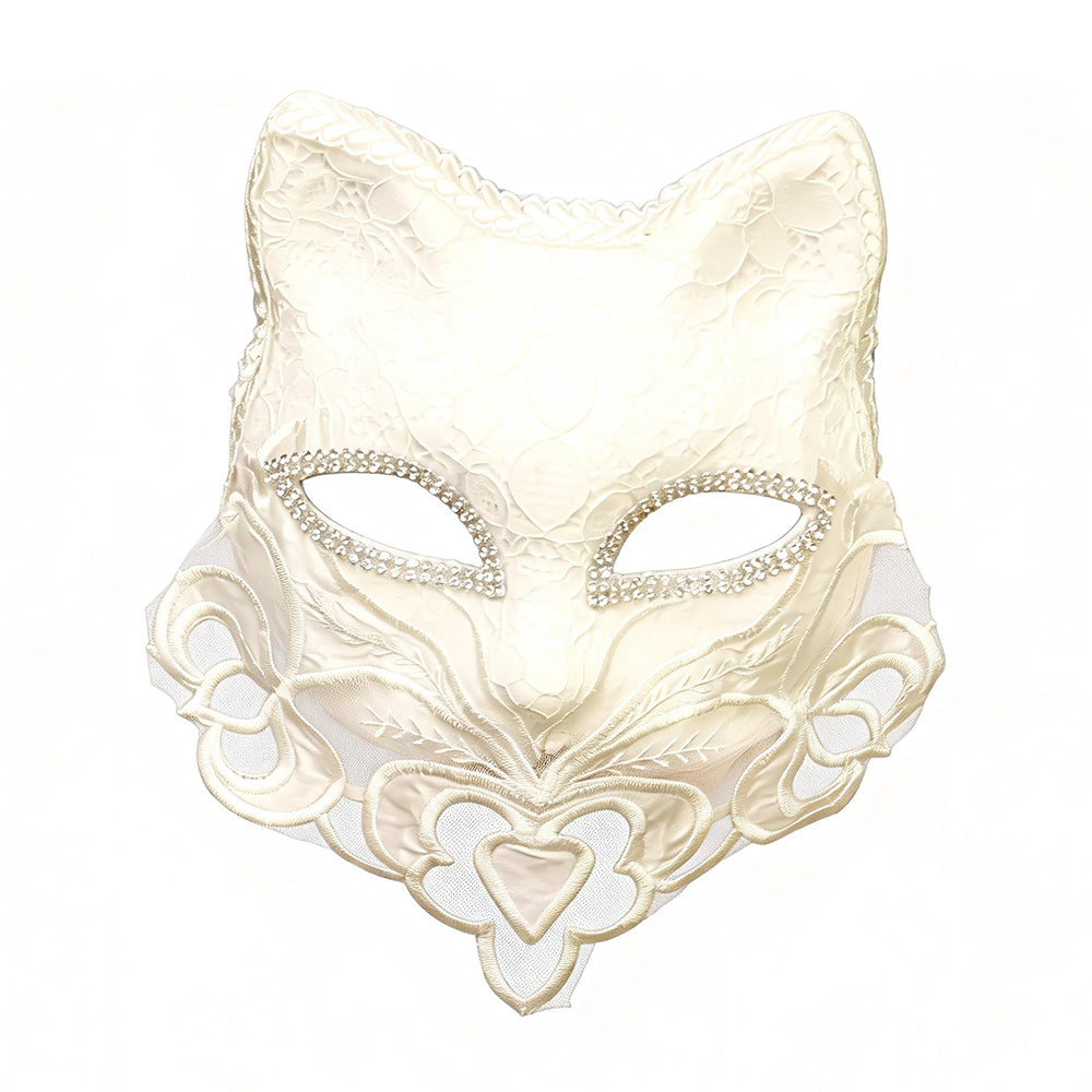 Marie Lace Ivory Feline Masquerade Mask